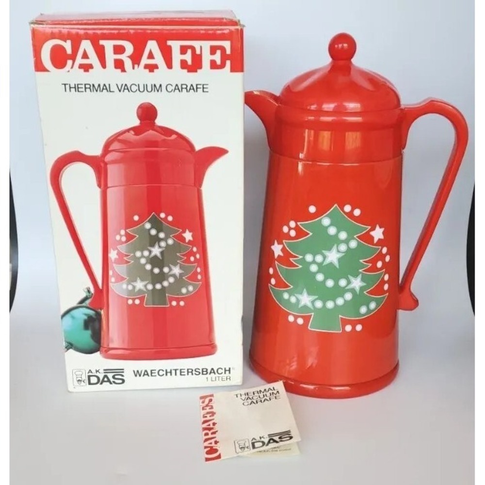 Vtg Waechtersbach Christmas Tree 1 L Thermal Carafe Pitcher Coffee Red Thermos